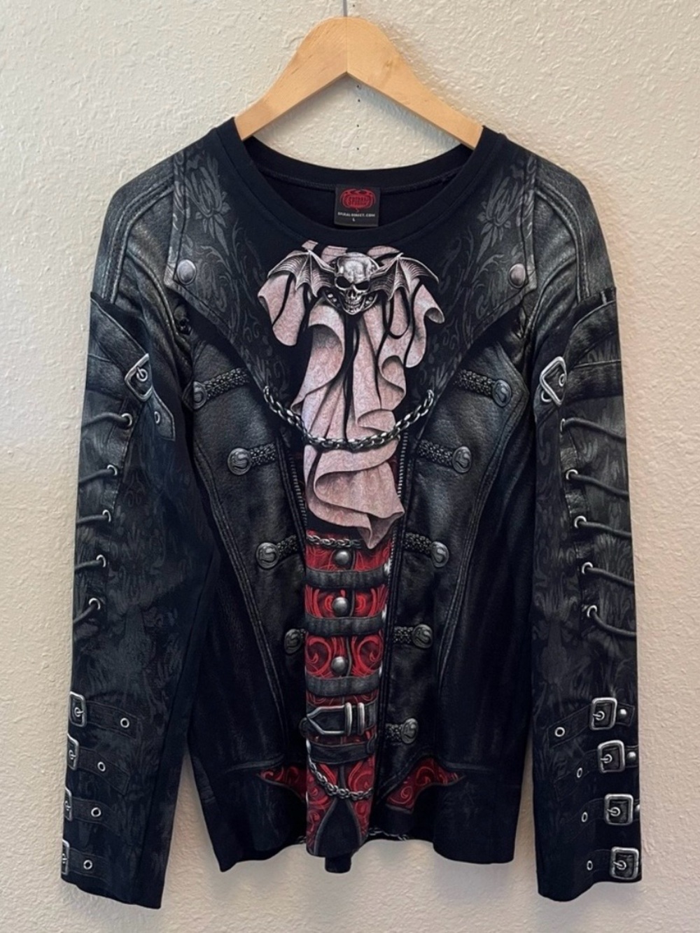 Spiral Direct Gothic Wrap Allover Jacket Vest Skull Print Design Cotton Shirt L - Picture 12 of 13